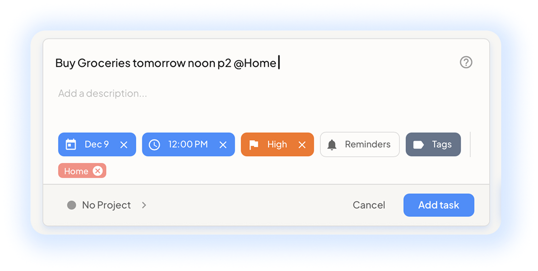 Quick Add feature with NLP in Taskito for Desktop