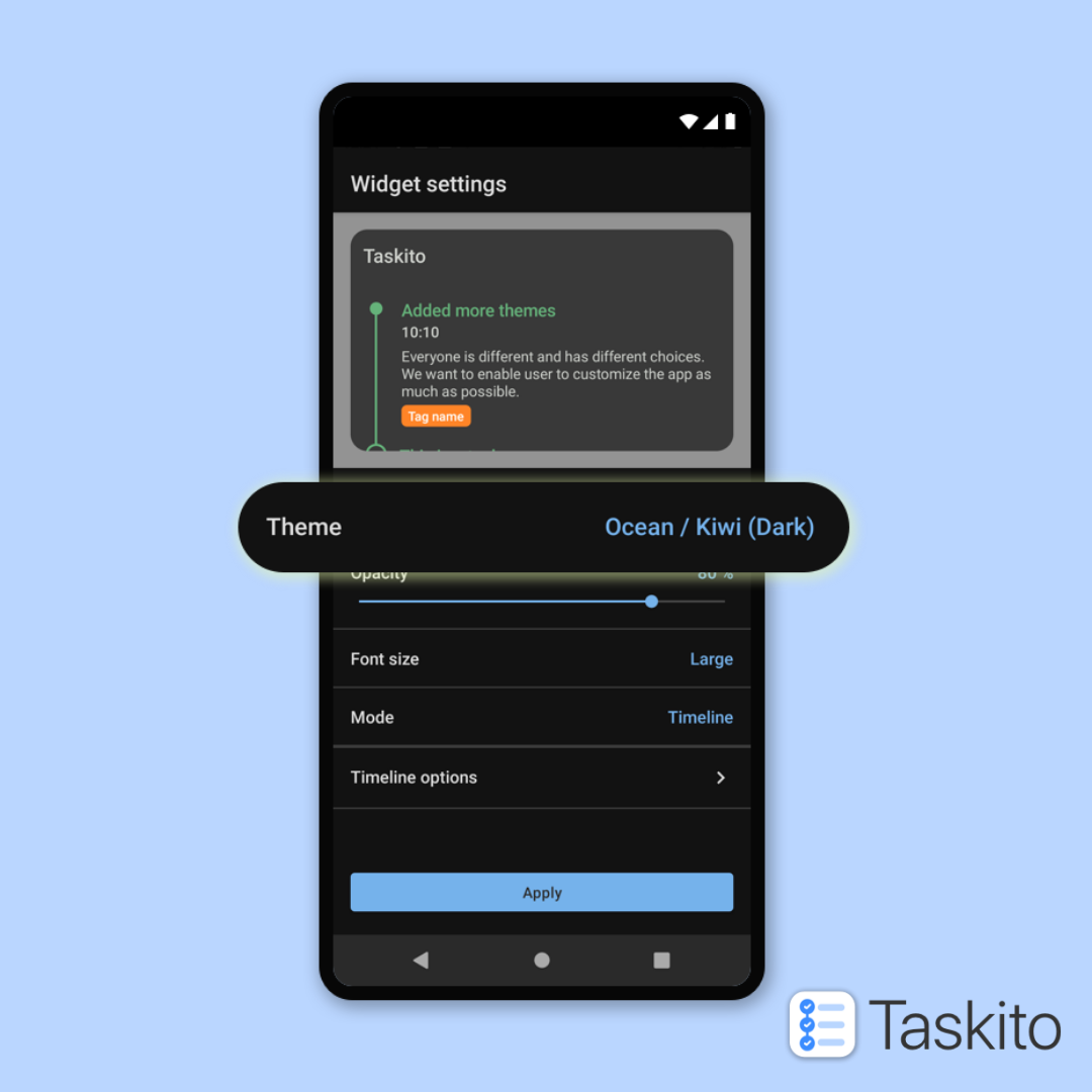 Taskito Widget Configuration Screen