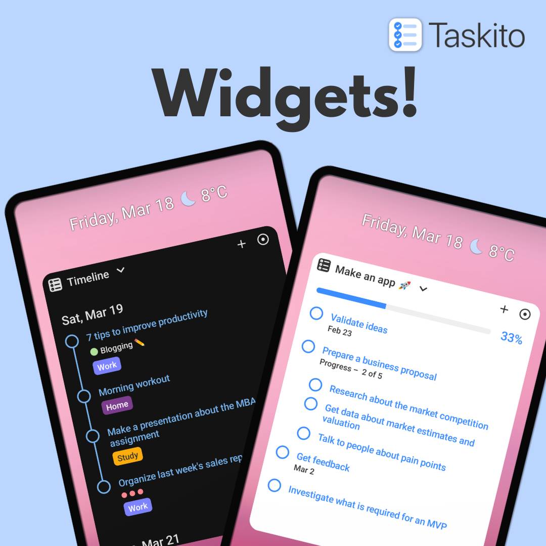 Powerful to-do list widgets in Taskito
